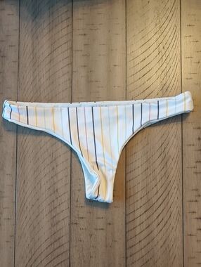Striped White Bikini Bottom - Women's Swim Bikini